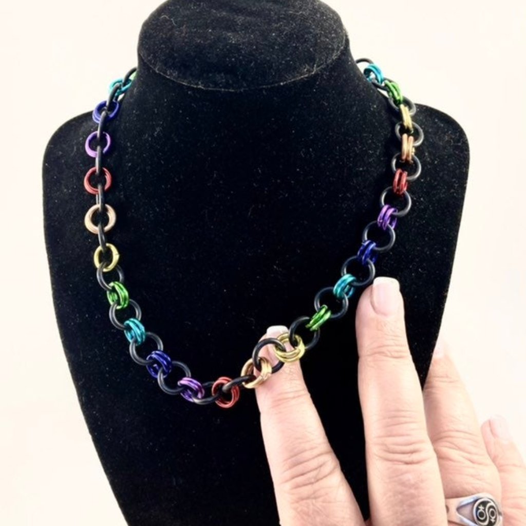 Steel And Stretch Silicone Pride Rainbow Choker